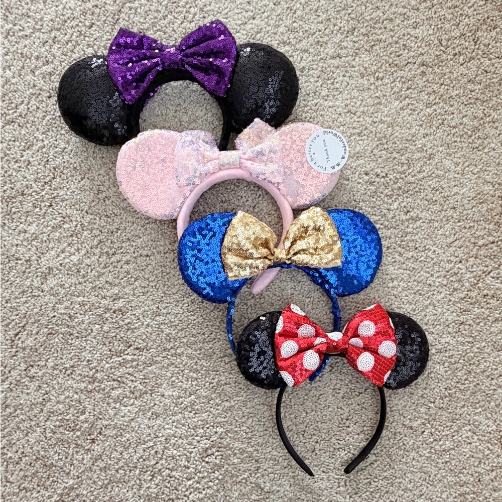 Bundle of Disney Inspired Sequin Minnie Mouse Ears Headbands